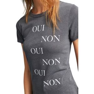 Junk Food Oui Non Grey Graphic Tee XS NWOT